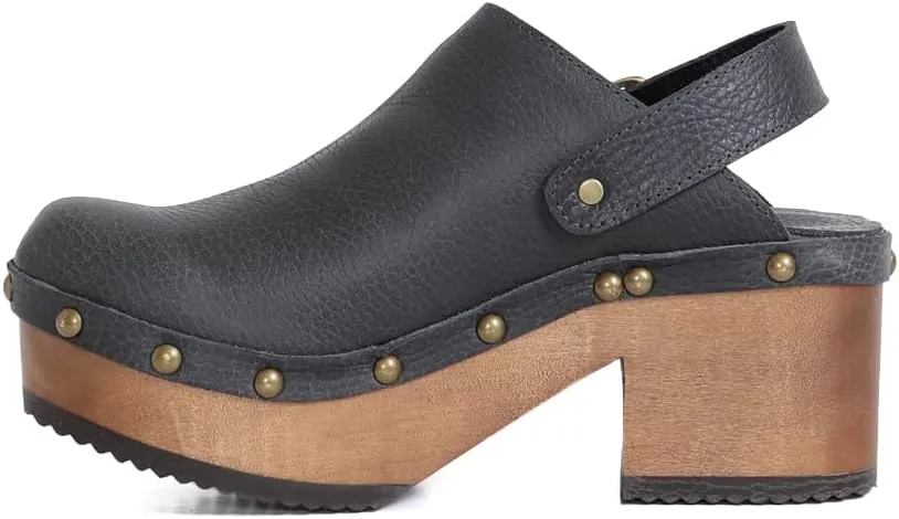 Kebba - Stella - Handmade Platform Clogs with Genuine Leather and Adjustable Buckle, Crafted for Comfort and Style