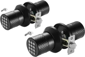 Keyless Entry Door Lock with Handle, Keypad Door Knob, Auto Lock, Waterproof Electronic Black Door Knob, for Home, Office, Hotel(YL-98-black-2pc)…