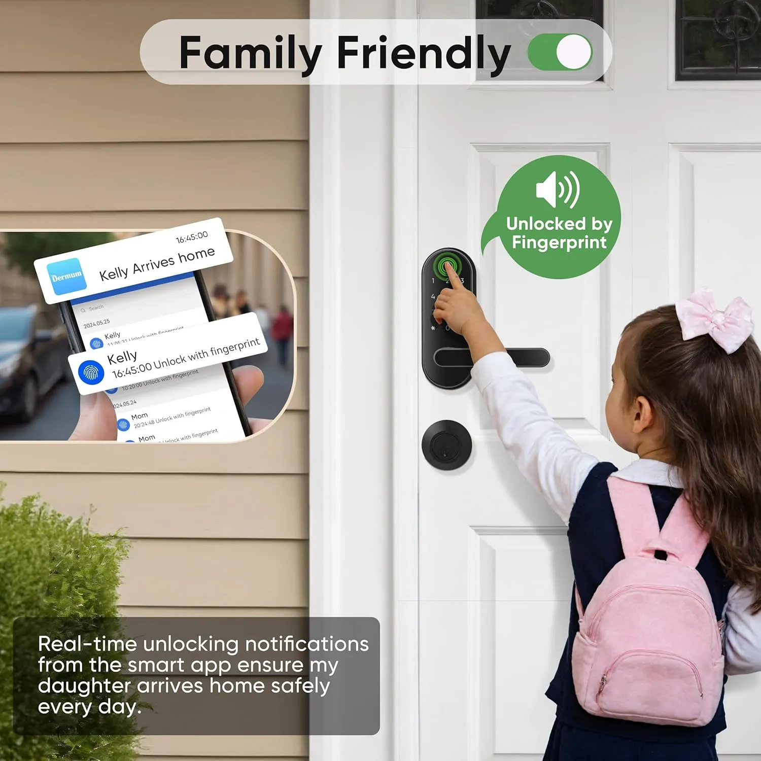 Keyless-Entry Fingerprint Digital Smart Lock: Electronic Door Lock with Code Passcode, Electric Door Knob, Biometric Door Handle (Black, Wi-Fi Gateway Included)