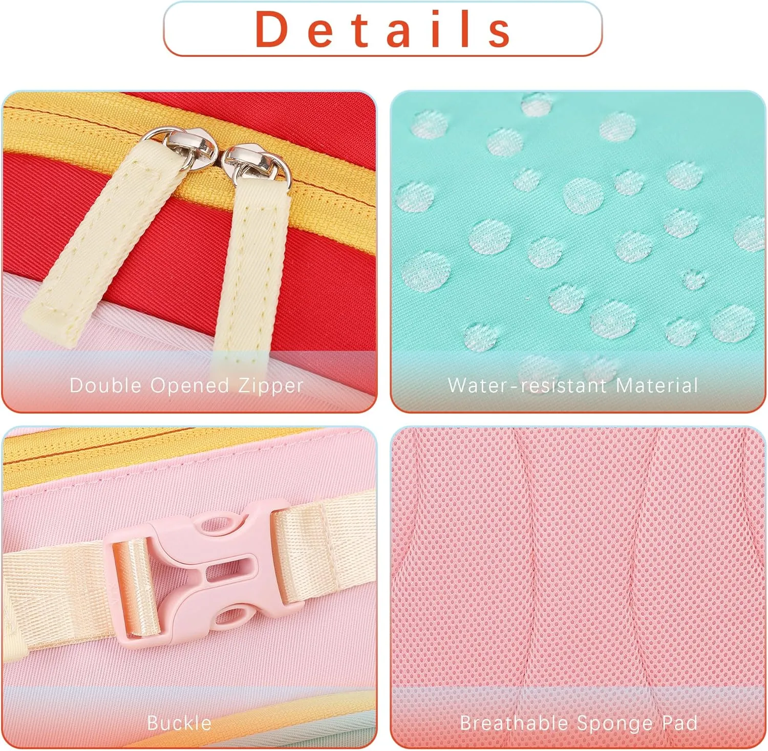 Kids Backpack for Girls Elementary School Bookbag for Girl Children 6-8 (Aqua Pink Red)