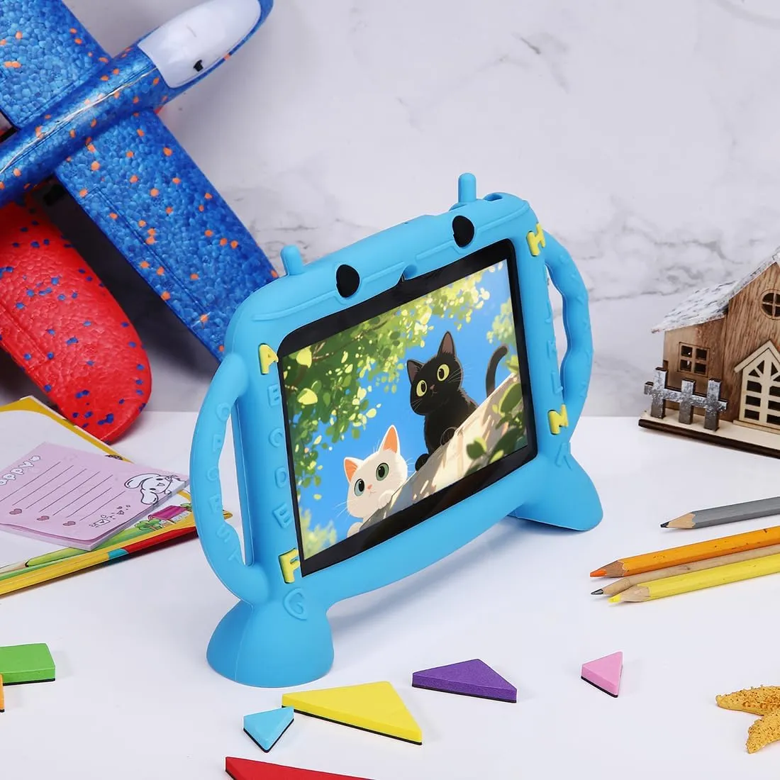 Kids Tablet, 7 inch Tablet for Kids 3-10, Educational Learning Toddler Tablet Android 11, 3GB RAM 32GB ROM Storage, Google Play YouTube, Girl boy Gift (Blue)