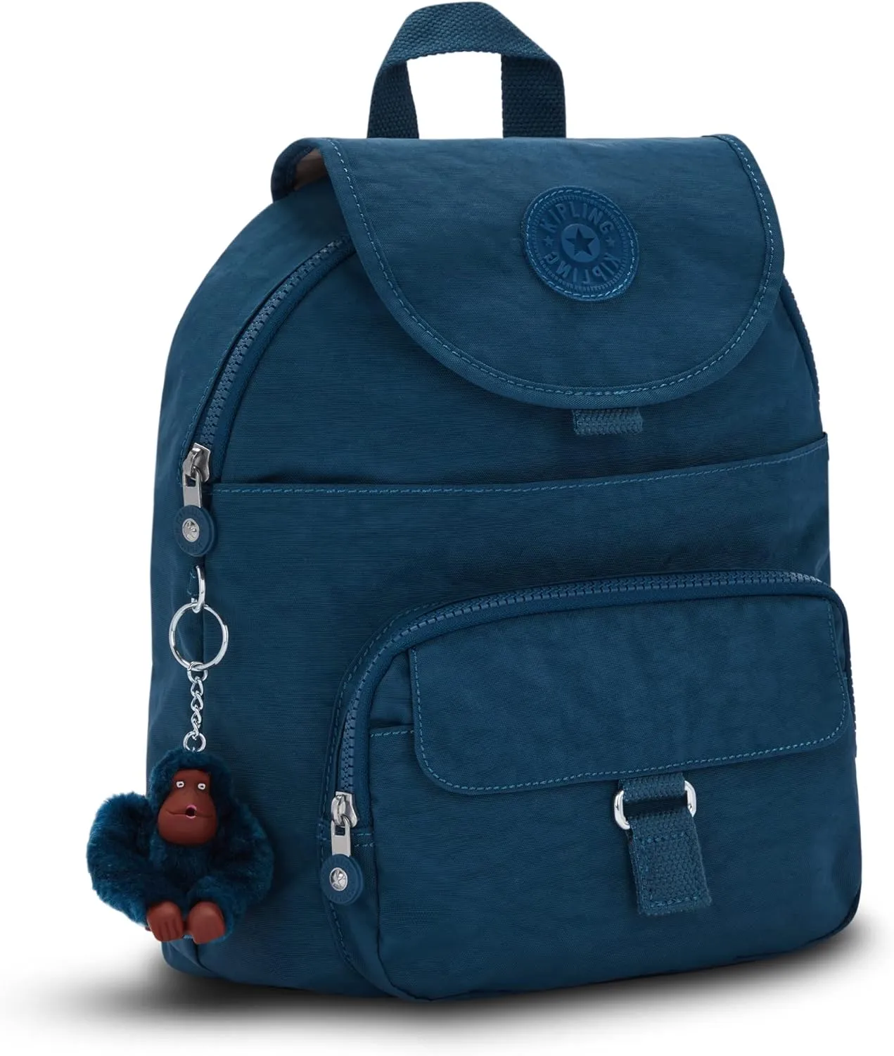 Kipling Women's Queenie Backpack, Adjustable Backpack Straps, Monkey Keychain, Key Clasp, Top Carry Handle