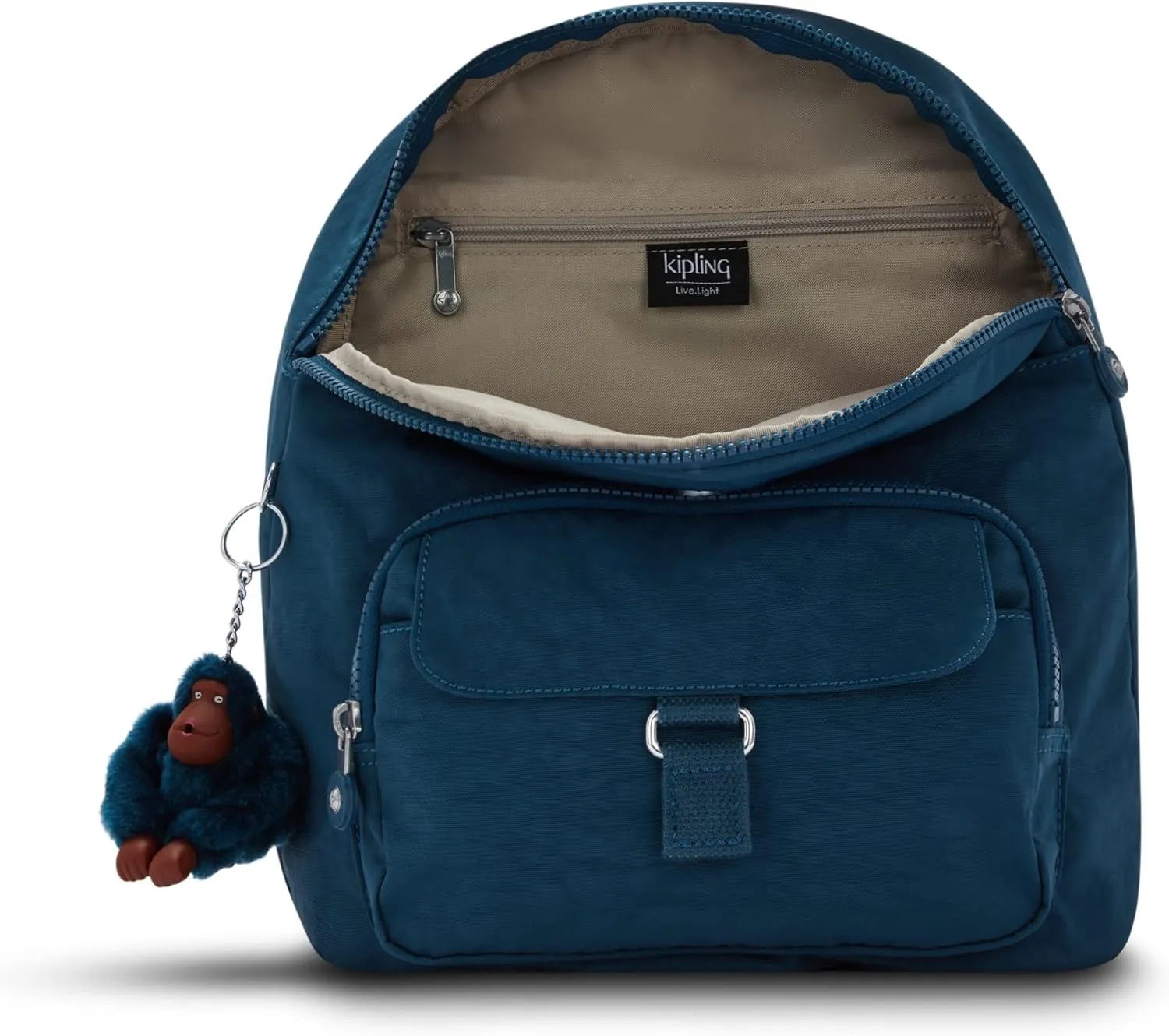 Kipling Women's Queenie Backpack, Adjustable Backpack Straps, Monkey Keychain, Key Clasp, Top Carry Handle