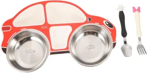 Kisangel 1Set Cartoon Divided Plate for Food Serving Dish with Compartment Design for Outdoor Dining Camping and Meals Car Theme