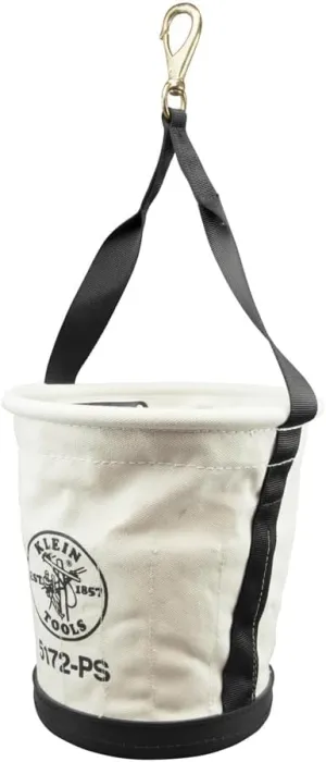 Klein Tools 5172PS Heavy-Duty Tapered-Wall Bucket with 15 Inside Pockets, No. 4 Canvas