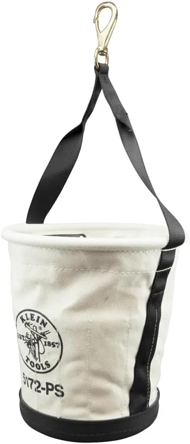 Klein Tools 5172PS Heavy-Duty Tapered-Wall Bucket with 15 Inside Pockets, No. 4 Canvas