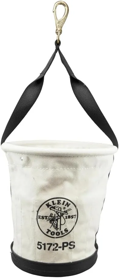 Klein Tools 5172PS Heavy-Duty Tapered-Wall Bucket with 15 Inside Pockets, No. 4 Canvas