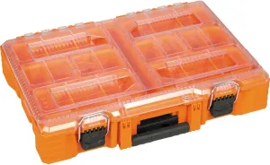 Klein Tools 54806MB MODbox Tall Compartment Box, Full-Width Tool Organizer, Small Parts Tool Box with 20 Compartments, 8 Removable Bins for Fasteners, Stackable Module