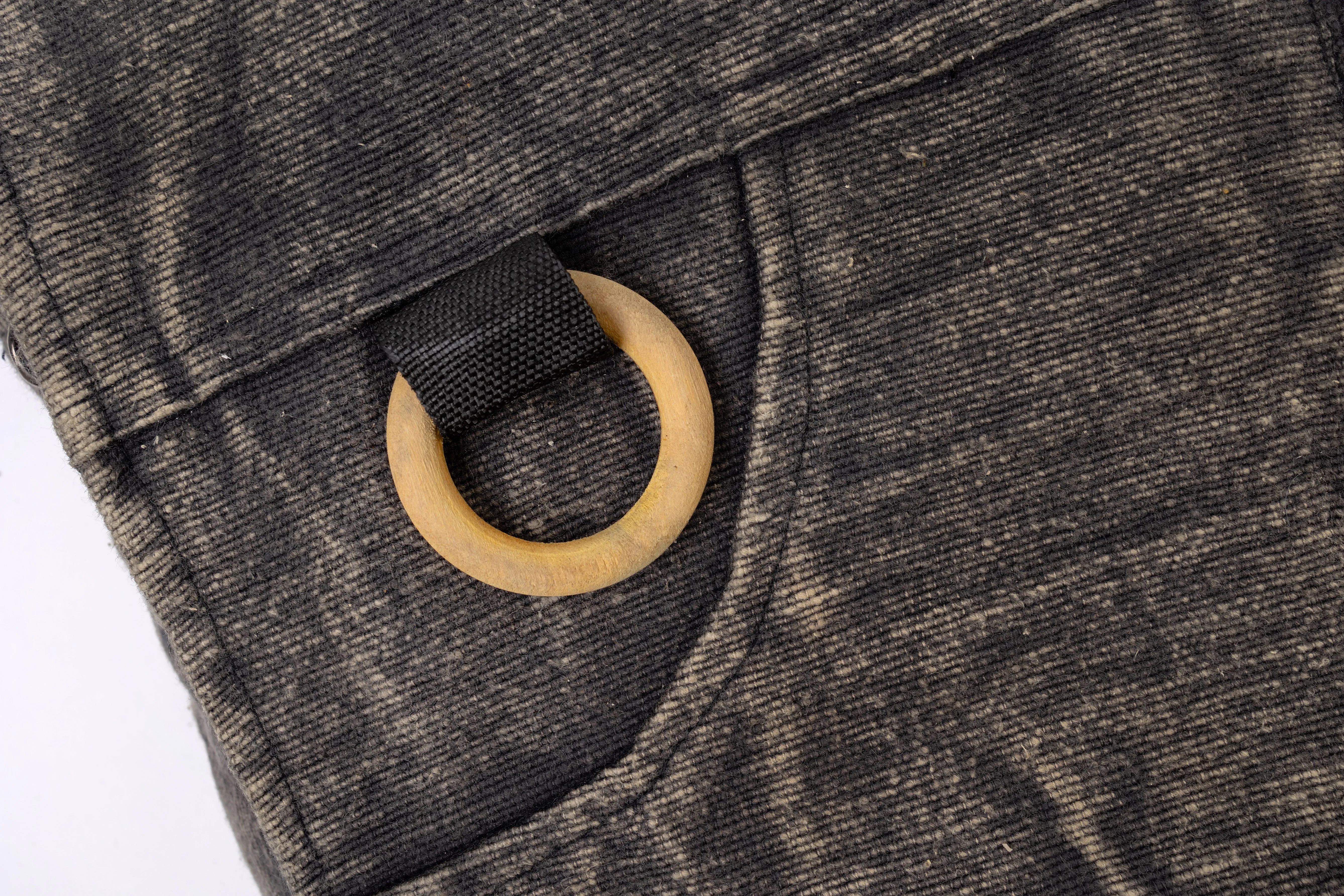 Koshi Black Stone-Washed Embroidered Laptop Messenger Bag