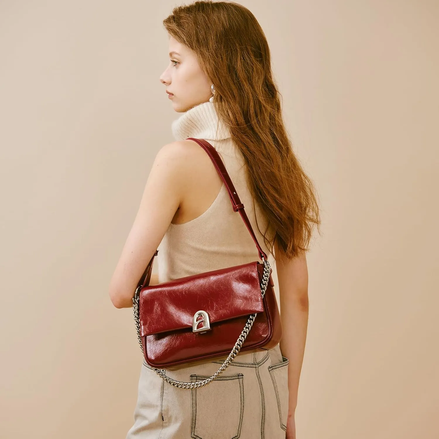 LA FESTIN Leather Crossbody Purse for Women Small Shoulder Bag with Adjustable Strap Trendy Designer Purses and Handbags
