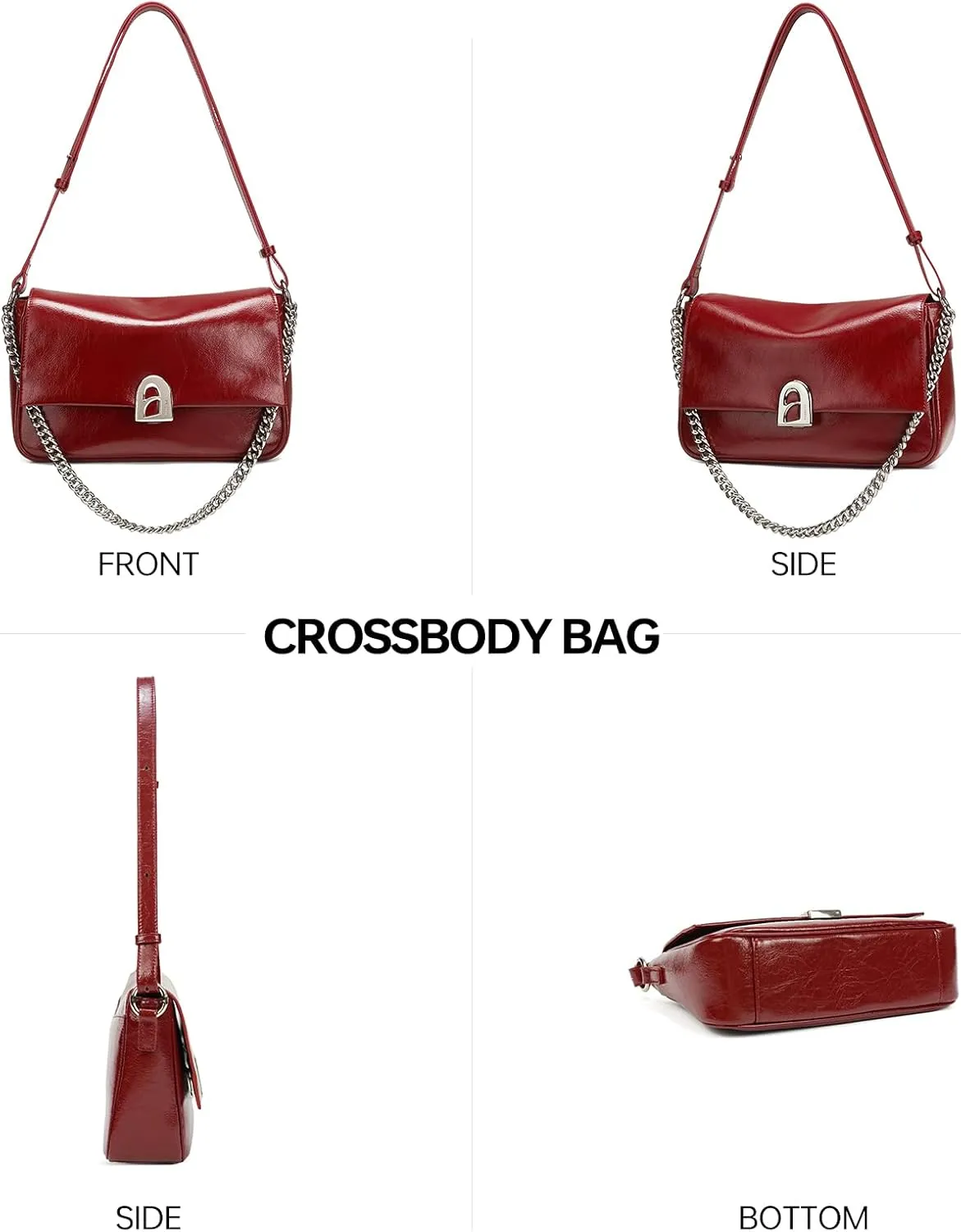 LA FESTIN Leather Crossbody Purse for Women Small Shoulder Bag with Adjustable Strap Trendy Designer Purses and Handbags