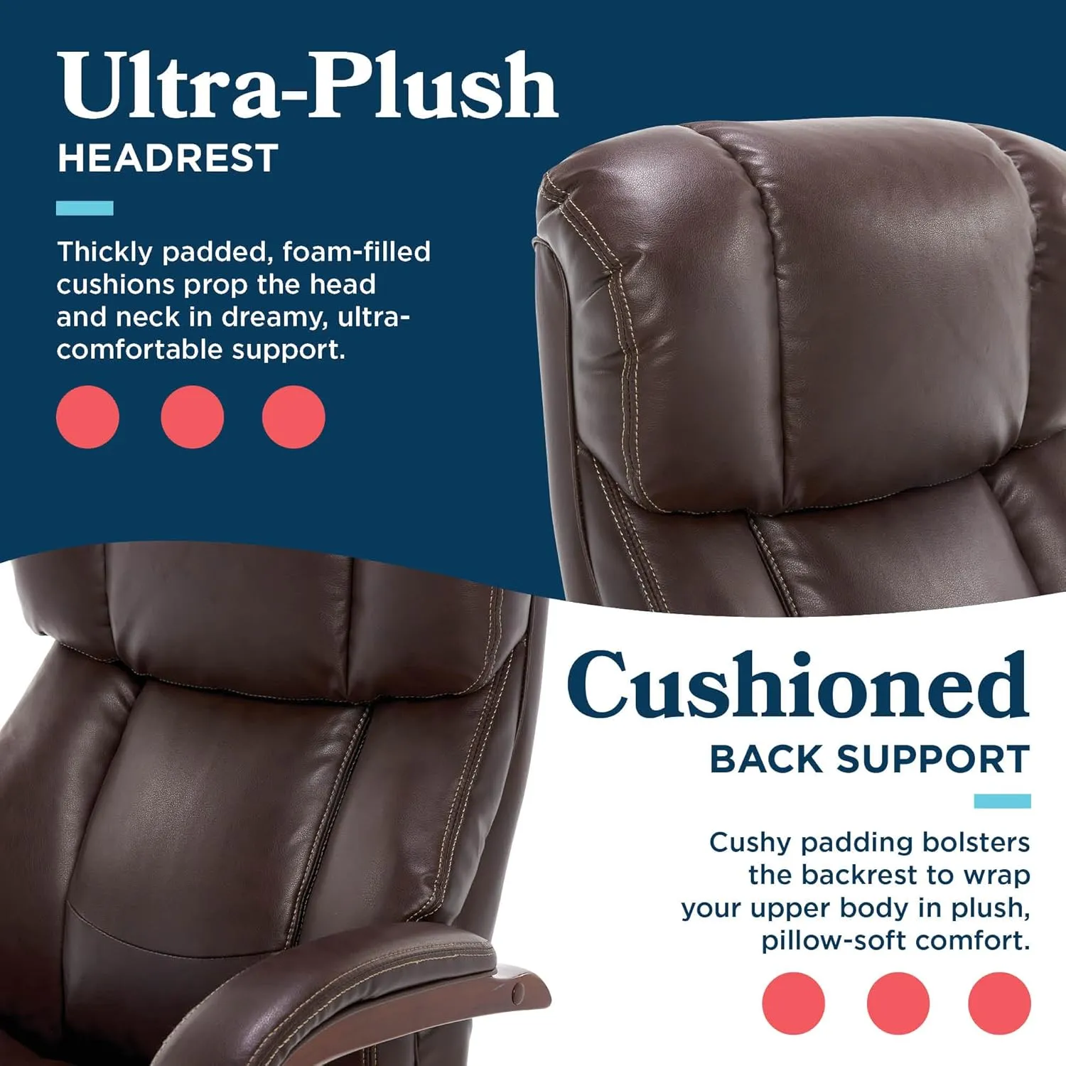 La-Z-Boy Fairmont Big and Tall Executive Office Chair with Memory Foam Cushions, High-Back with Solid Wood Arms and Base, Bonded Leather, Biscuit Brown