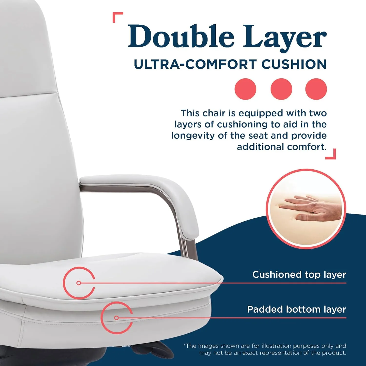 La-Z-Boy Opus Executive Mid-Back Office Chair, Channel-Tufted Seat and Back, Double-Layer Cushion, Padded Arms, Ergonomic Computer Desk Chair, Swivel Metal Base, Bonded Leather, Gray and Graphite