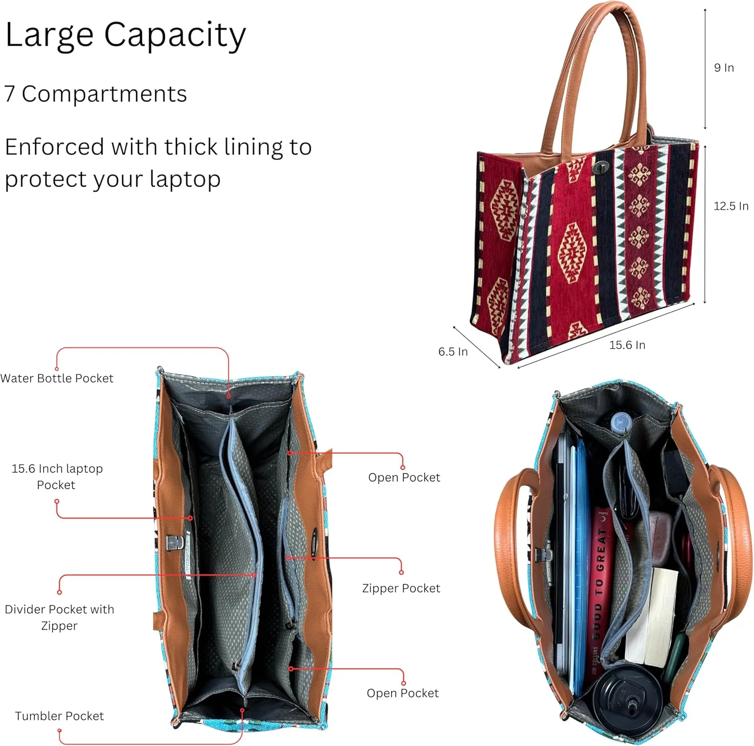 Laptop Tote Bag for Women Stylish Work Purse Office Handbag Travel Briefcase
