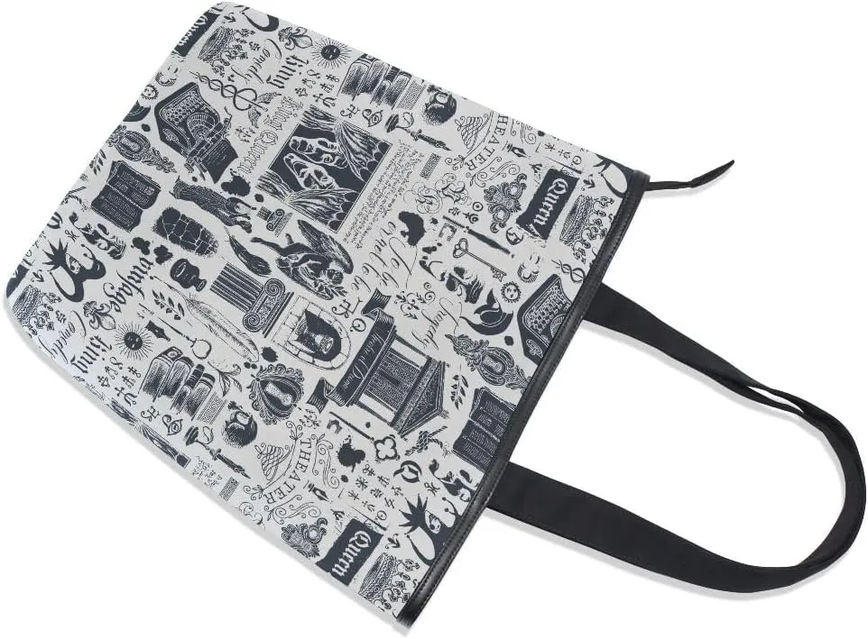 Large Capacity Handbag Shoulder Bag Vintage Pattern Tote Bag for Women Daily Outings Top Handle Zipper
