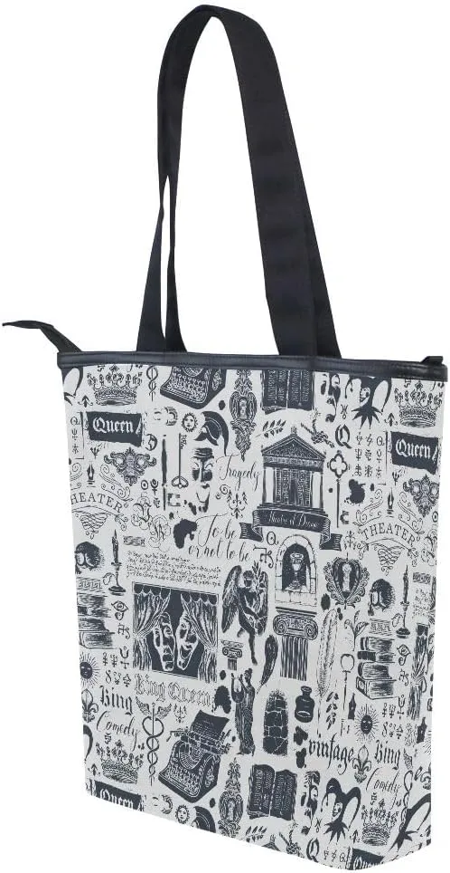 Large Capacity Handbag Shoulder Bag Vintage Pattern Tote Bag for Women Daily Outings Top Handle Zipper