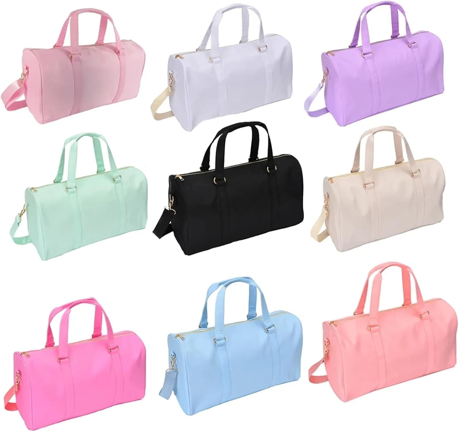 Large Capacity Nylon Waterproof Fashion Duffle Bags Shoulder Handbag Office Fitness Travel Unisex(Pink)