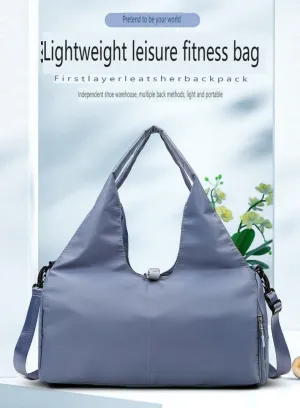 Large Capacity Sports Duffel Bag, Yoga Fitness Shoulder Bag with Shoe Compartment, Mint Green (Misty blue)