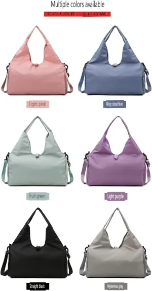 Large Capacity Sports Duffel Bag, Yoga Fitness Shoulder Bag with Shoe Compartment, Mint Green (Purple)