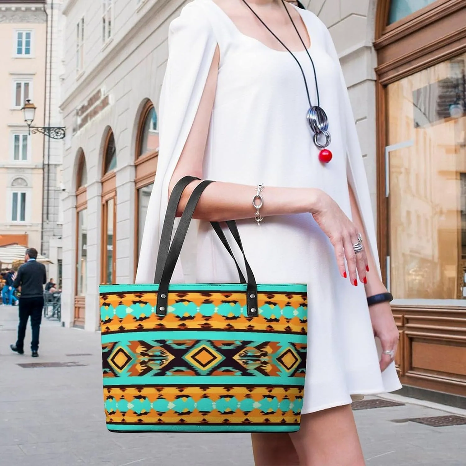 Large Leather Tote Bag Travel Work Daily Essentials Handbag For Women Men