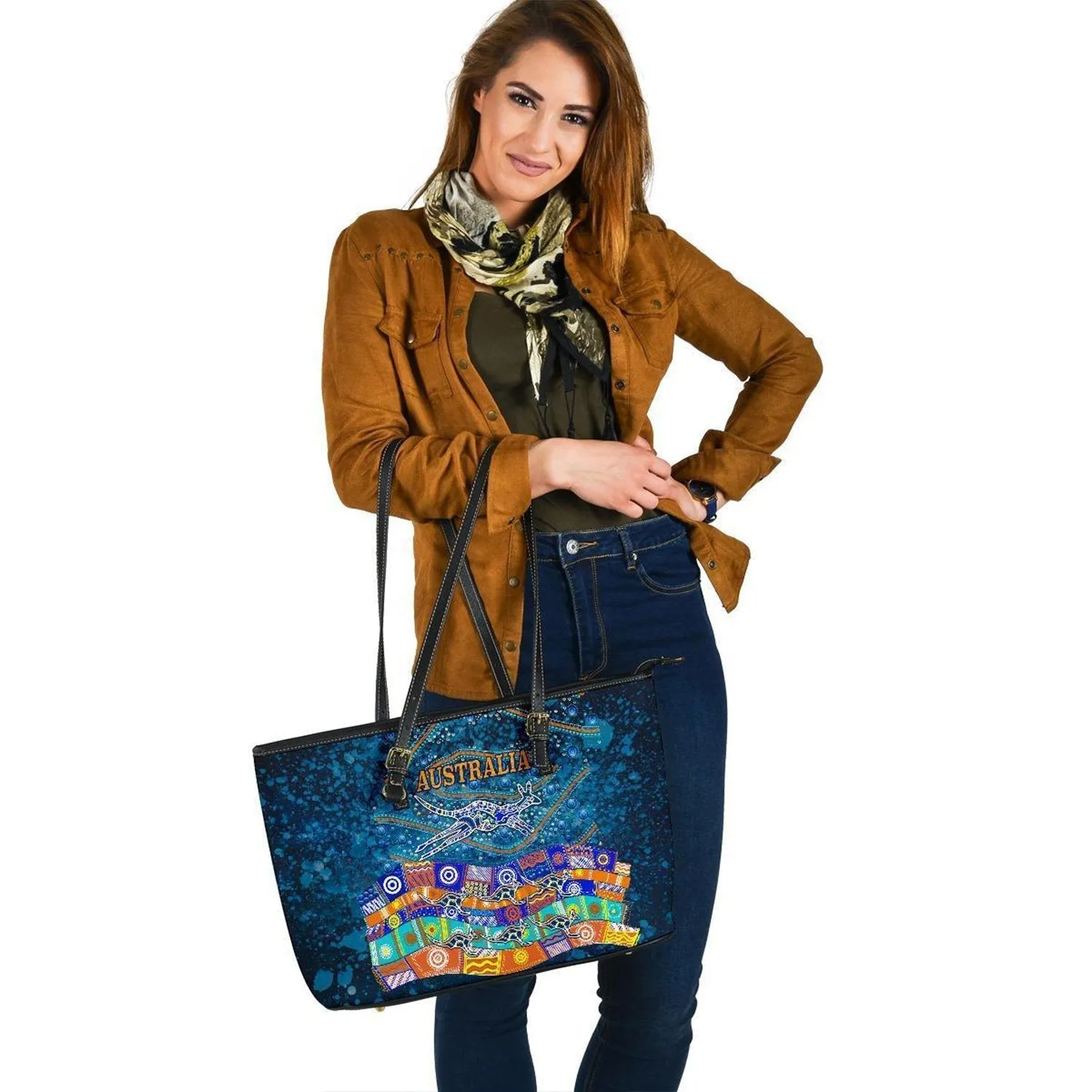 Large Leather Totes - Kangaroo Dreaming