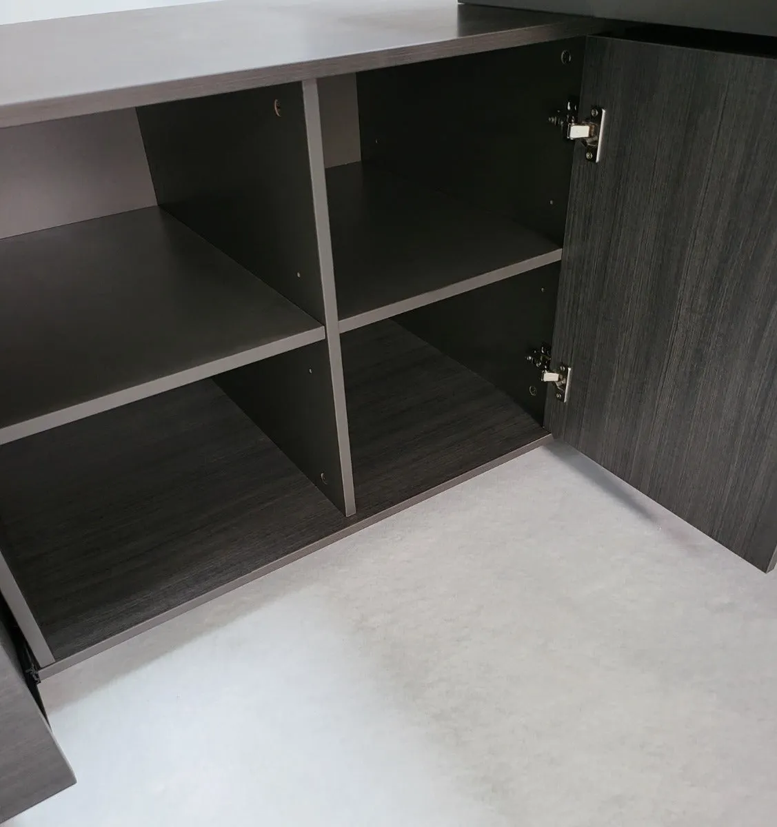 Large Modern Grey Oak Corner Executive Office Desk with Built in Storage - 2800mm -BWJ-HD0128
