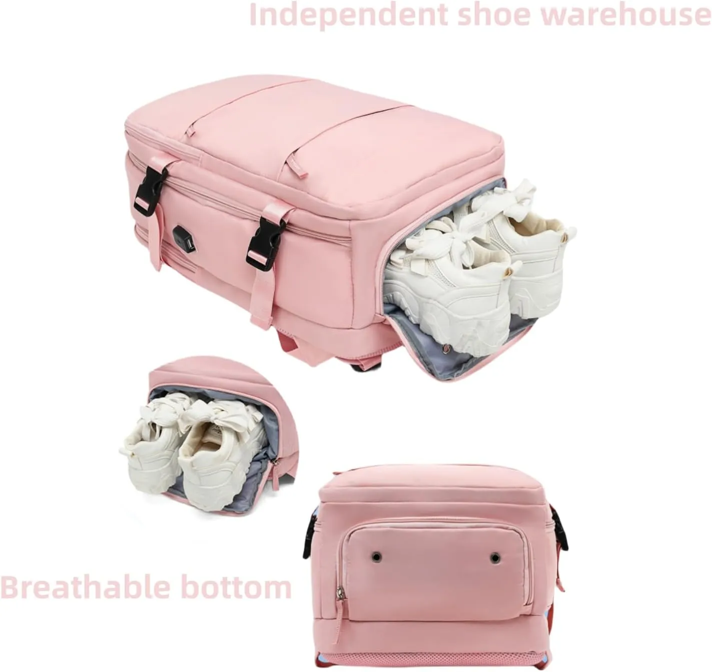 Large Travel Backpack for Women Waterproof Outdoor Hiking Backpack with USB Charging Port Shoes Compartment