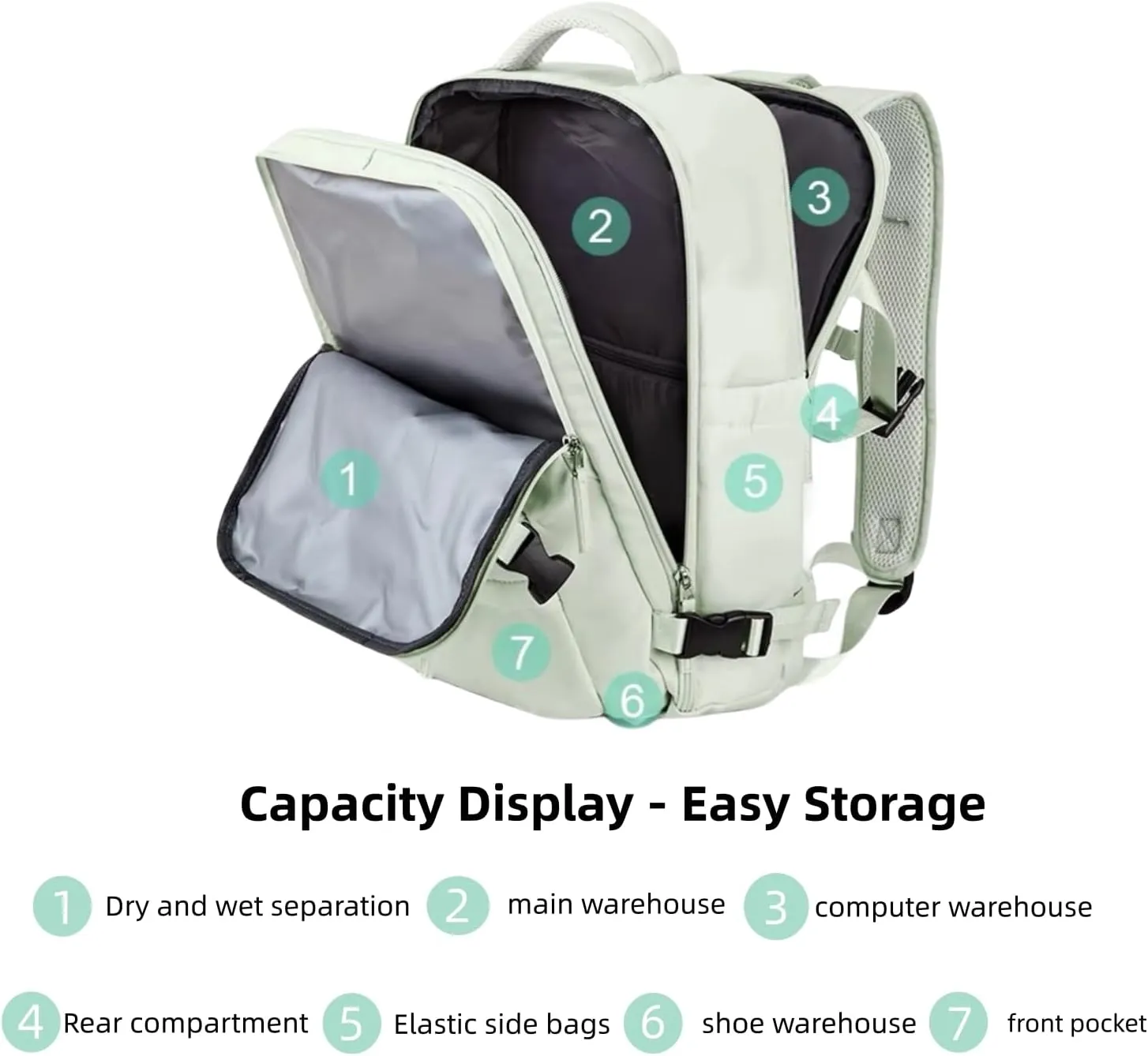 Large Travel Backpack for Women Waterproof Outdoor Hiking Backpack with USB Charging Port Shoes Compartment