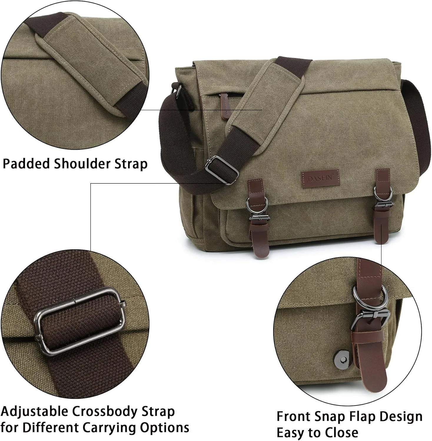 Large Vintage Canvas Messenger Shoulder Bag Travel Crossbody Purse Briefcase Business Bag for 15inch Laptop