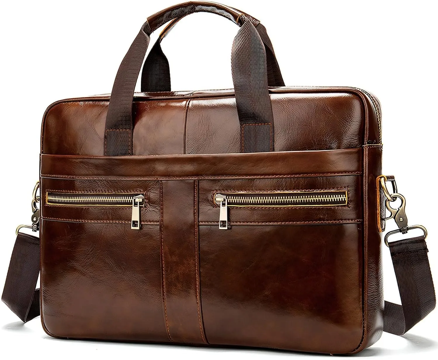 Leather Briefcase for Men, 15.6-16.1 inch Laptop Bag, Vintage Handmade Messenger Bag