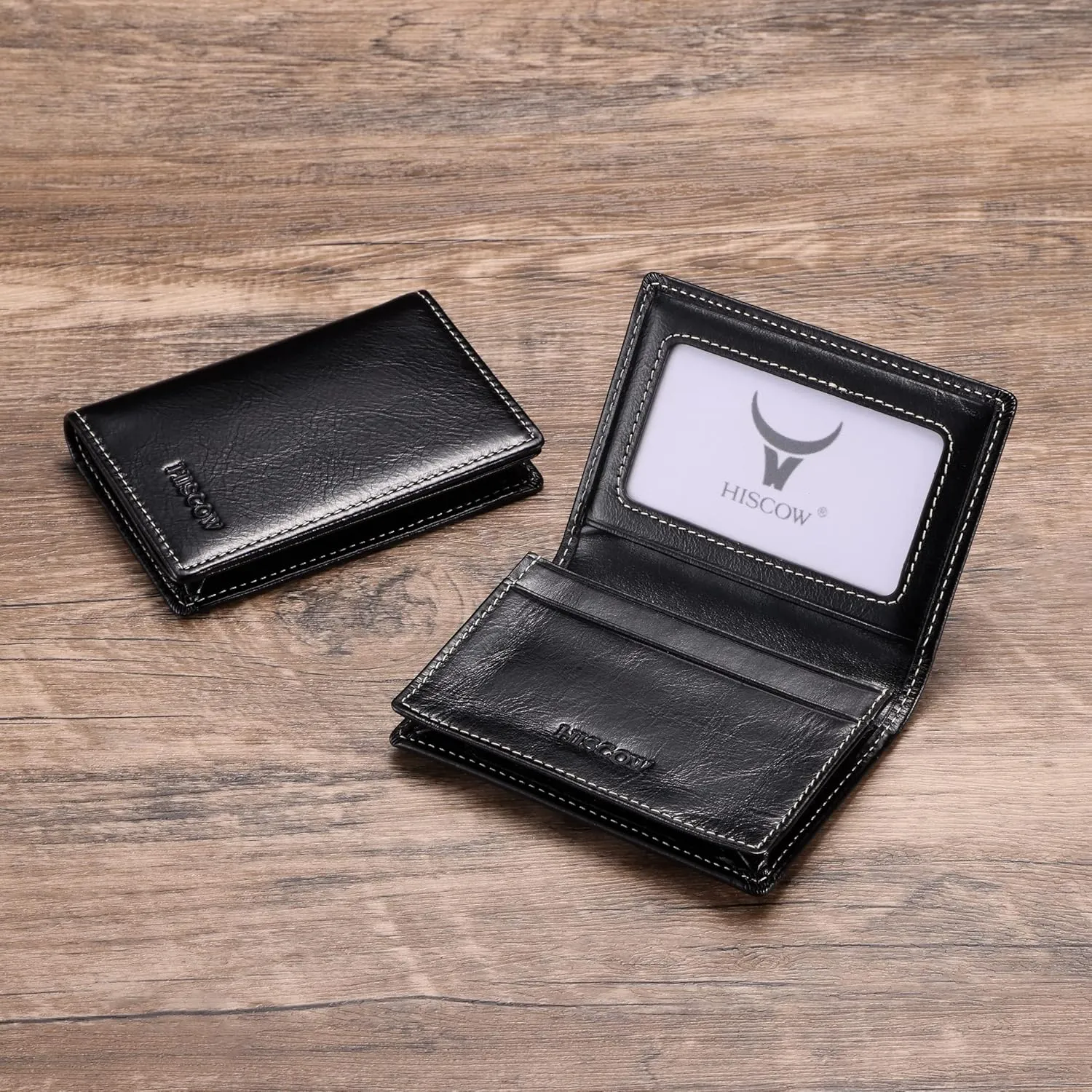 Leather Business Card Case Holder for Men & Women, Italian Calfskin