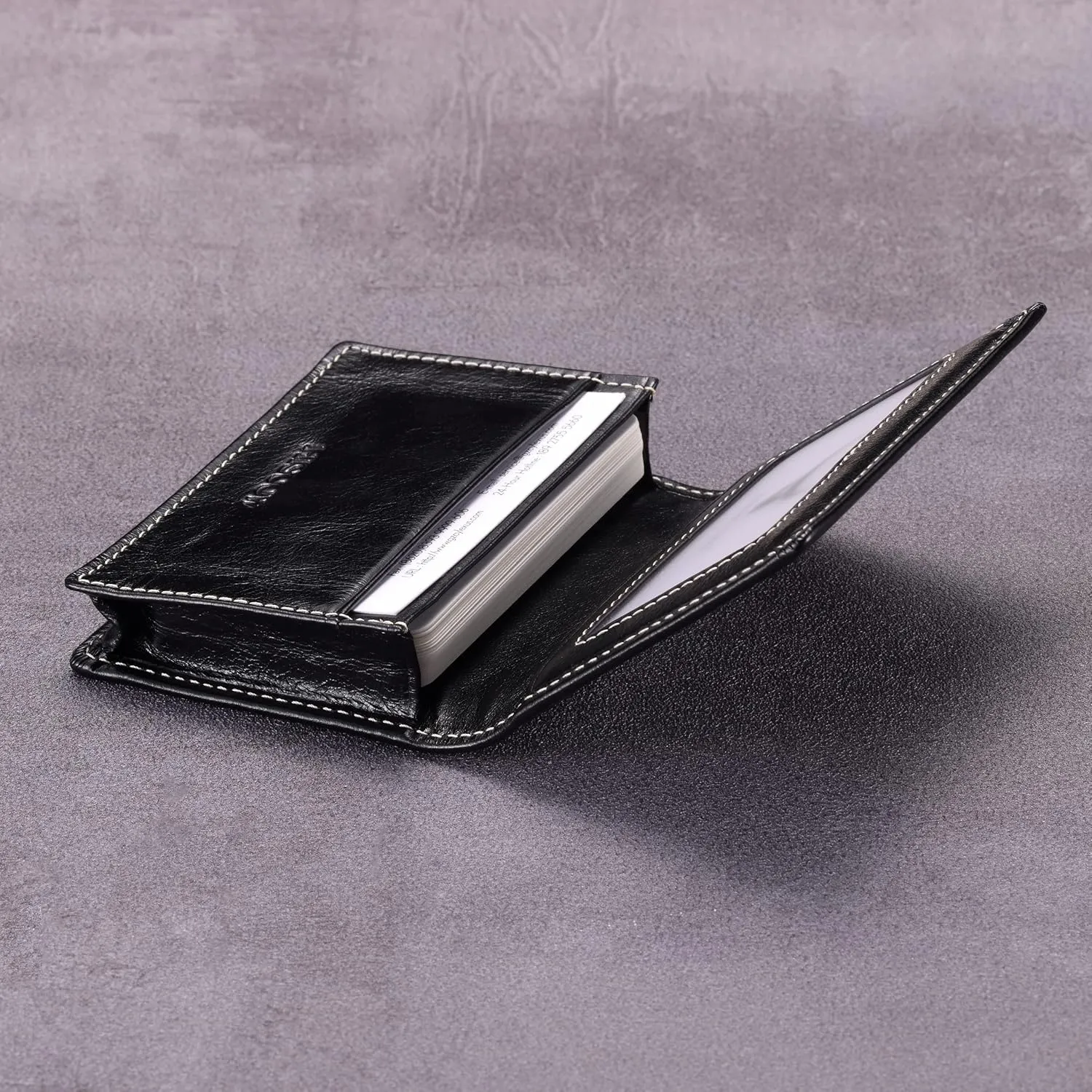 Leather Business Card Case Holder for Men & Women, Italian Calfskin