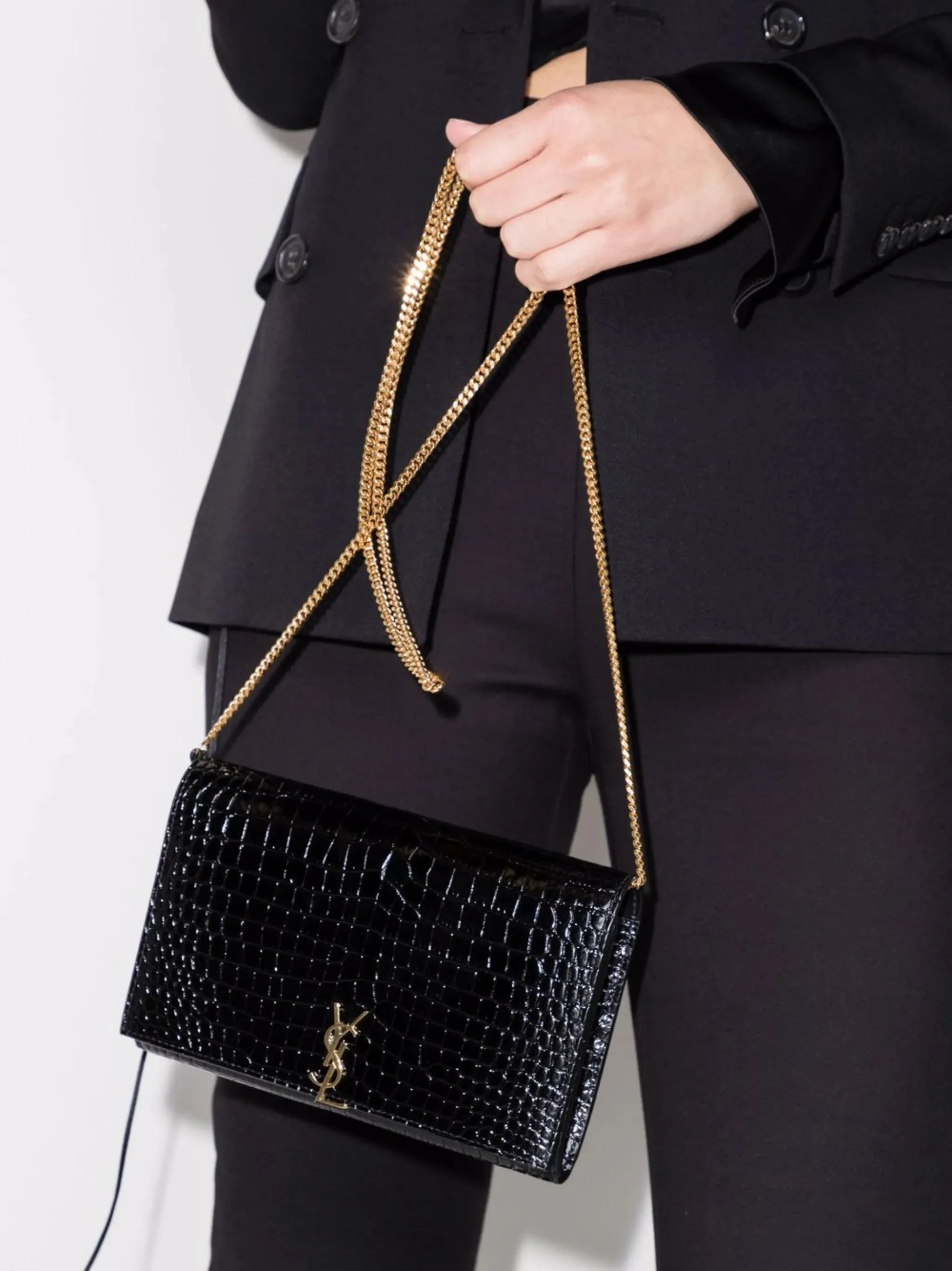 leather Comprehensive selection Efficient communication bag glossy crocodile-embossed crossbody