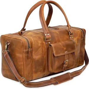 Leather Duffel Bag for Men and Women, Full Grain Leather Travel Duffel Bag, Sports Duffel Bag Men, Overnight Weekender Bag Carry on Cabin Bag Luggage Bag Handmade Leather Duffle 24 inches