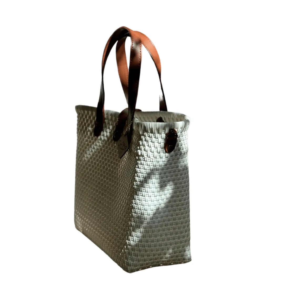 Leather Handles Tote - White