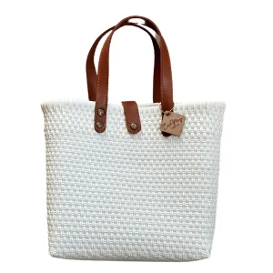 Leather Handles Tote - White
