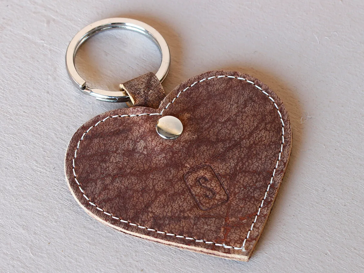Leather Heart Keyring