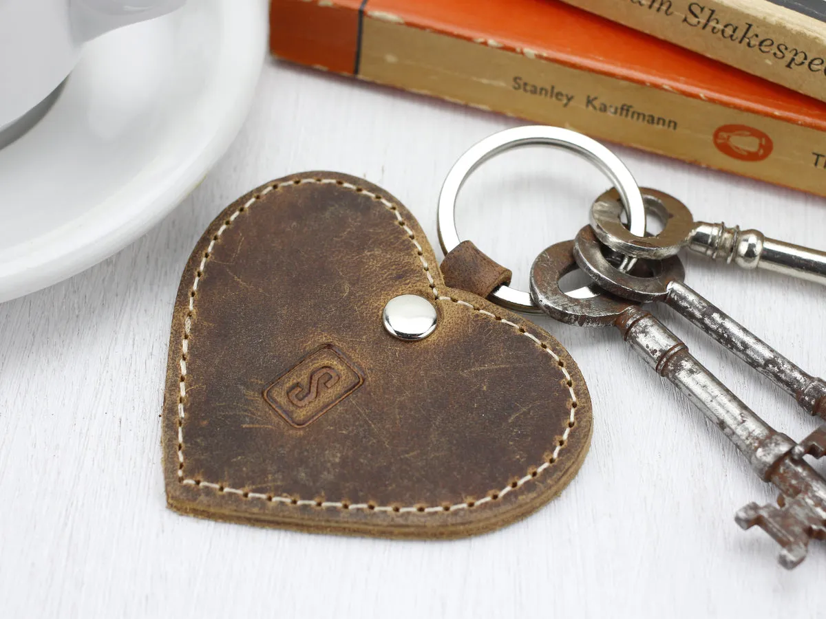 Leather Heart Keyring