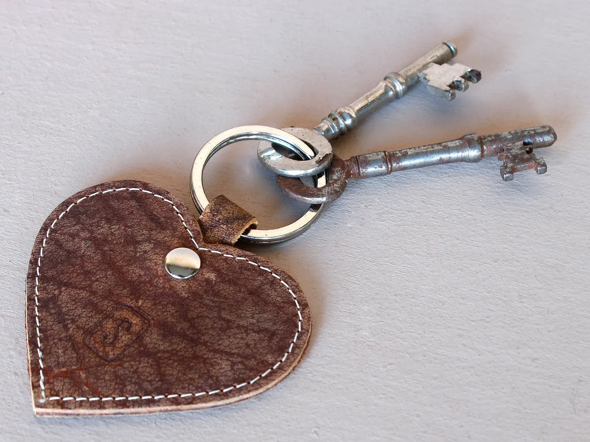 Leather Heart Keyring