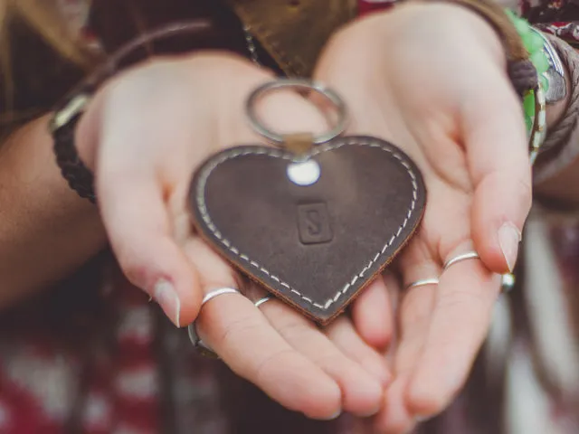 Leather Heart Keyring