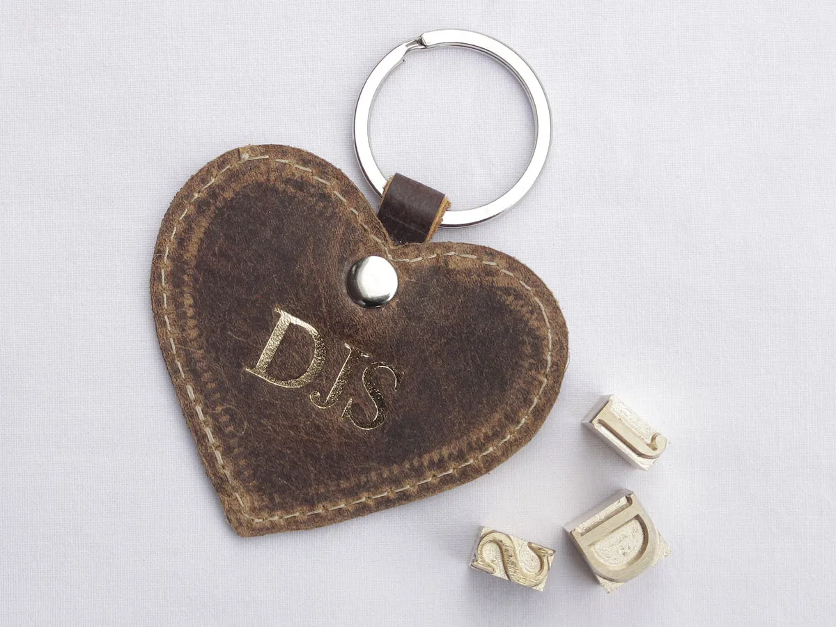 Leather Heart Keyring