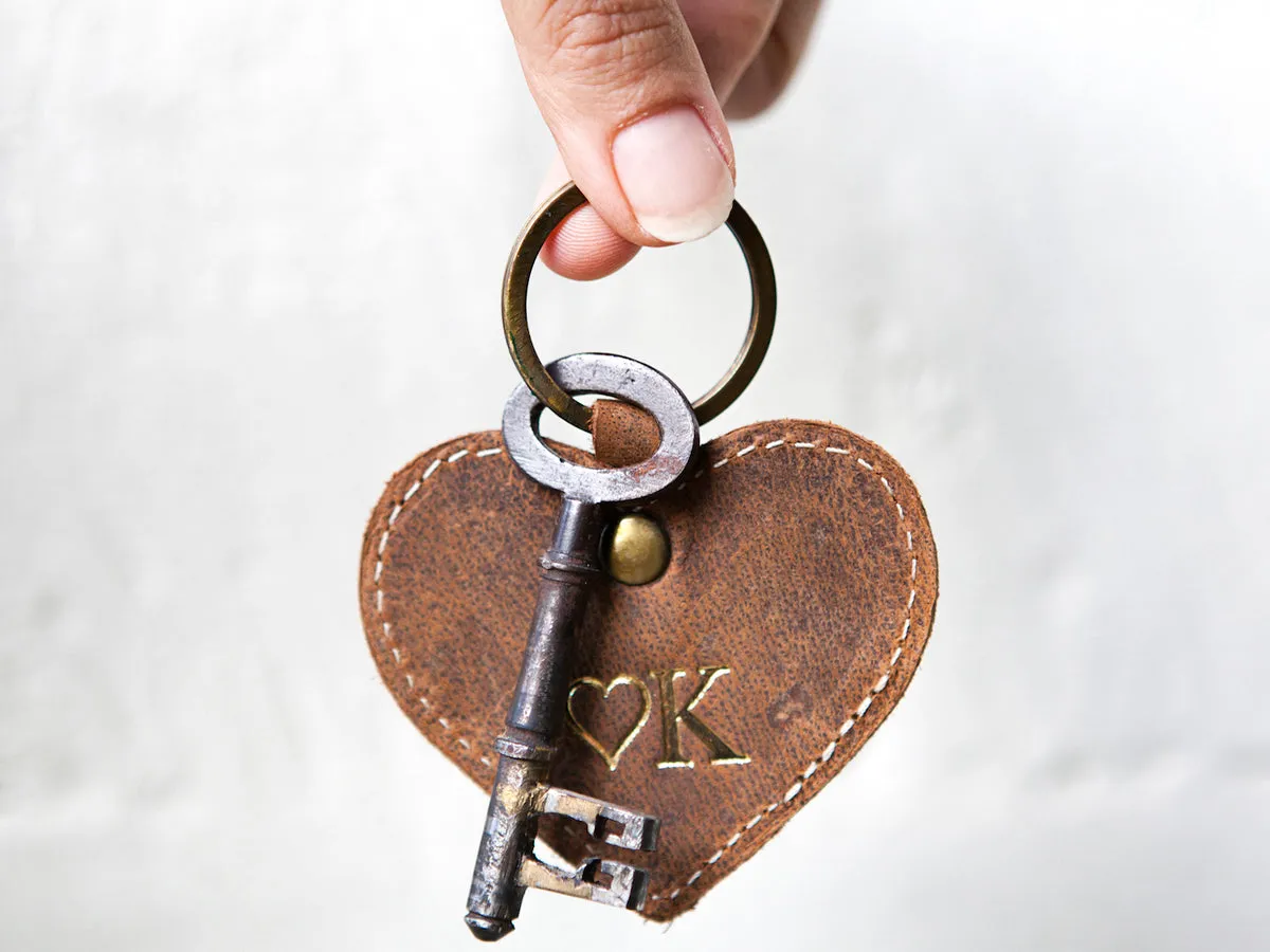 Leather Heart Keyring