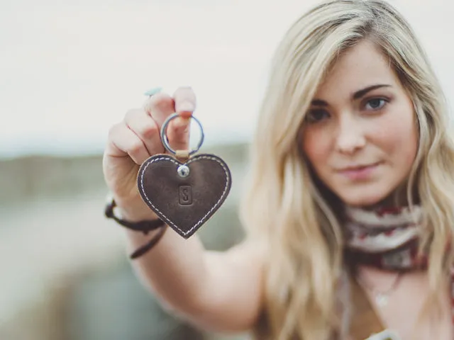 Leather Heart Keyring