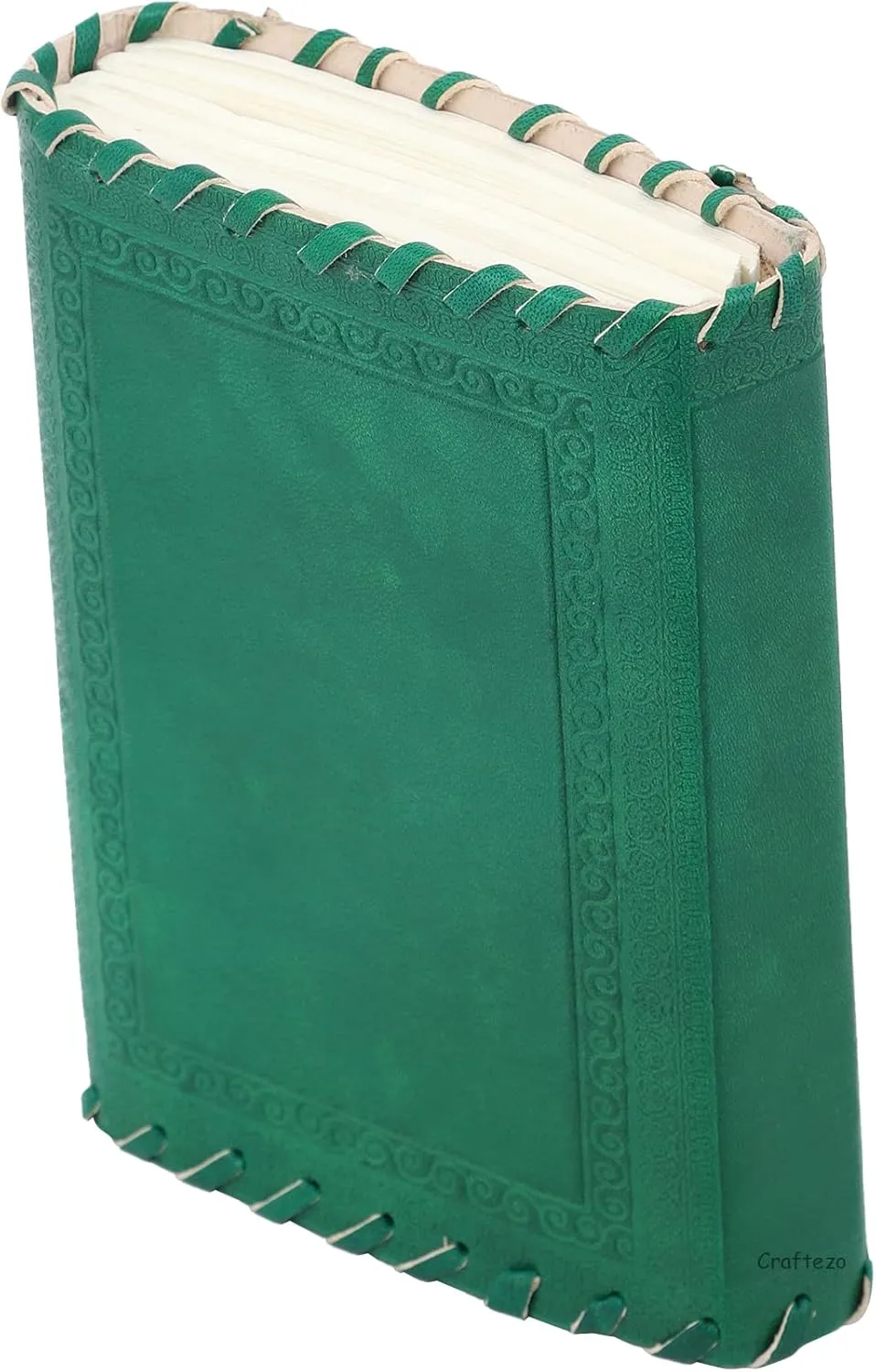 Leather Journal with lock and key, Writing Pad Blank Notebook Handmade Notepad Men & Women Unlined Paper Best Present Art Sketchbook Travel Diary To Write Book Of Shadow (Green Ruled)