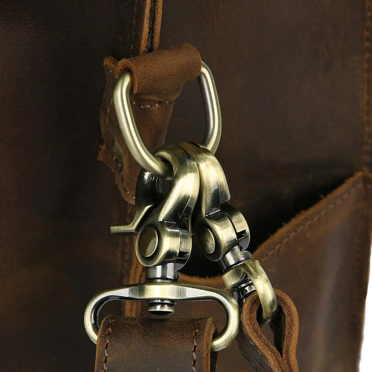 Leather Messenger Bag Casual Designer Travel Briefcase Business Messenger Bag Satchel with YKK Metal Zippers