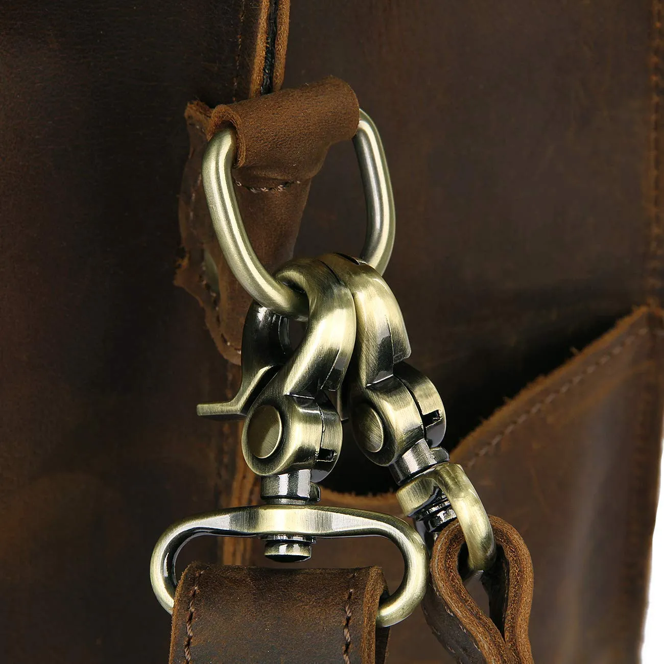 Leather Messenger Bag Casual Designer Travel Briefcase Business Messenger Bag Satchel with YKK Metal Zippers