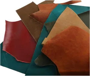 Leather Scrap - Large Pieces of Full Grain Leather Cowhide Remnants Bag - Design & Make Crafts - Mixed Colors (1 Lbs)