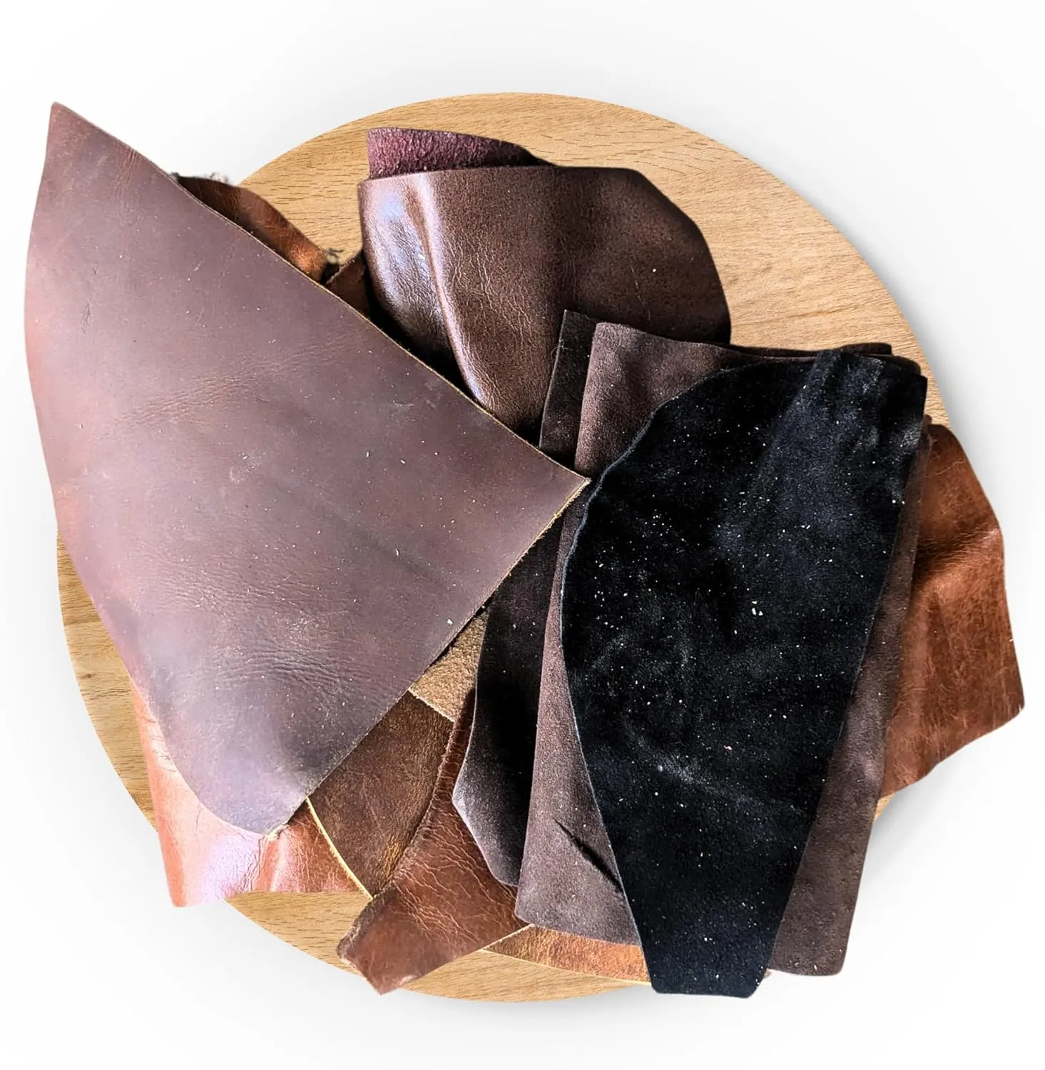 Leather Scrap - Large Pieces of Full Grain Leather Cowhide Remnants Bag - Design & Make Crafts - Mixed Colors (1 Lbs)
