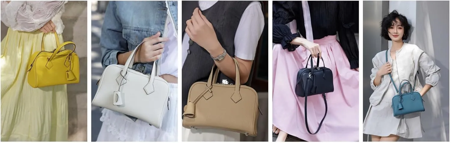 Leather Shoulder Bag for Women,Fashion Classic Top Handle Bag, Designer Purse Crossbody, with Detachable Strap
