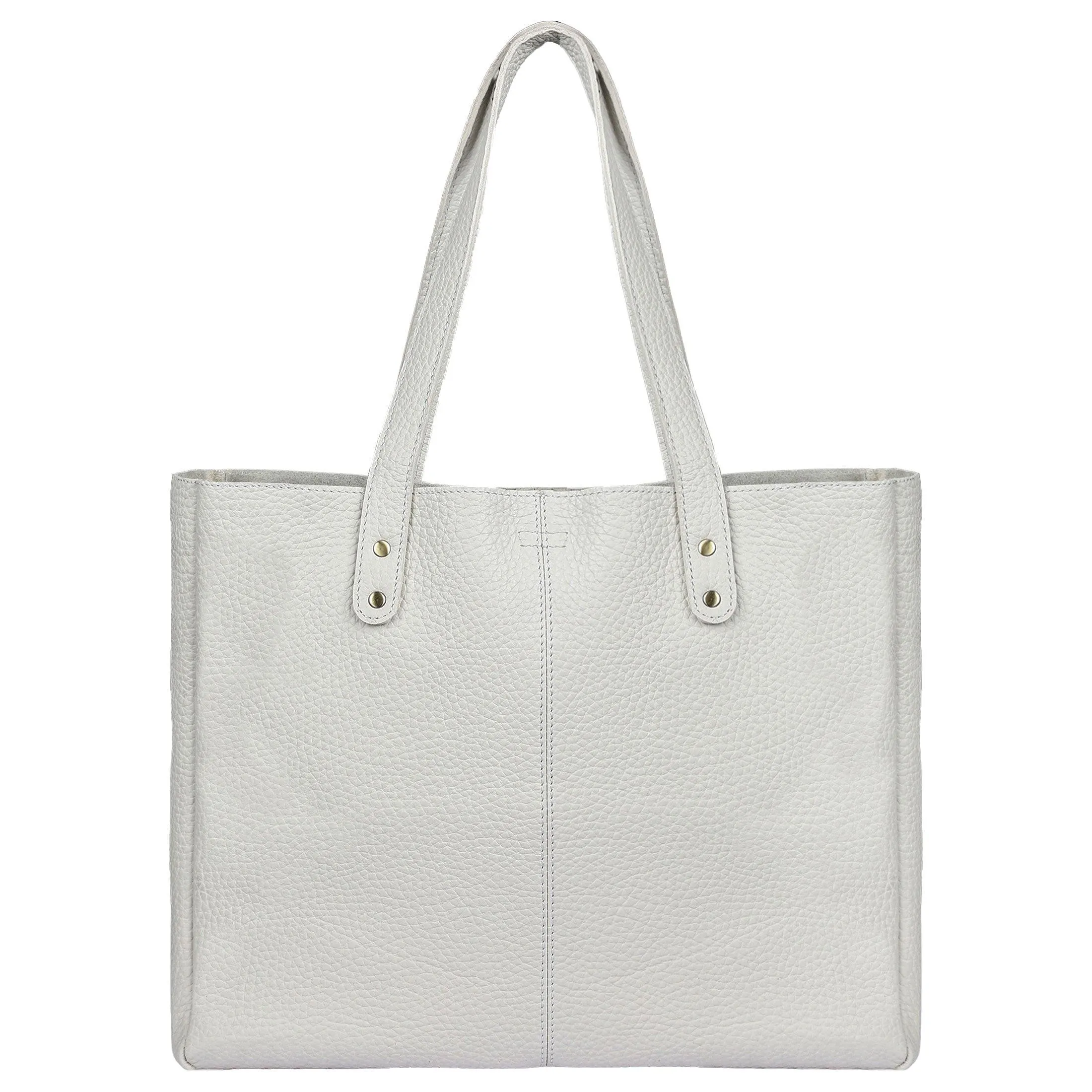 Leather Shoulder Tote Bag (Snow) – Multipurpose Satchel & Travel Purse